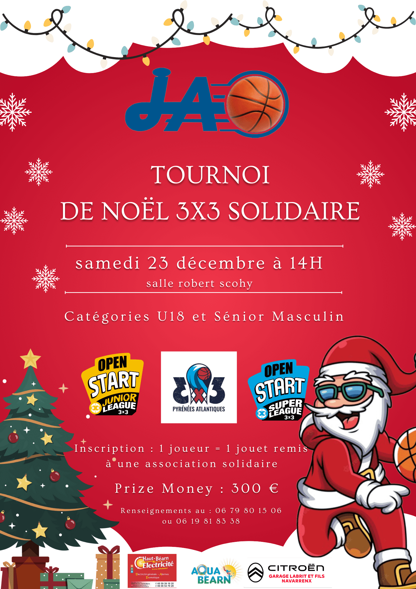 Affiche tournoi 3x3 Noêl